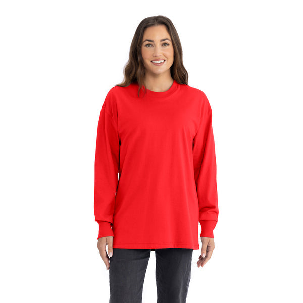 Heavyweight Cotton Long Sleeve T-Shirt - Red - The American Threads