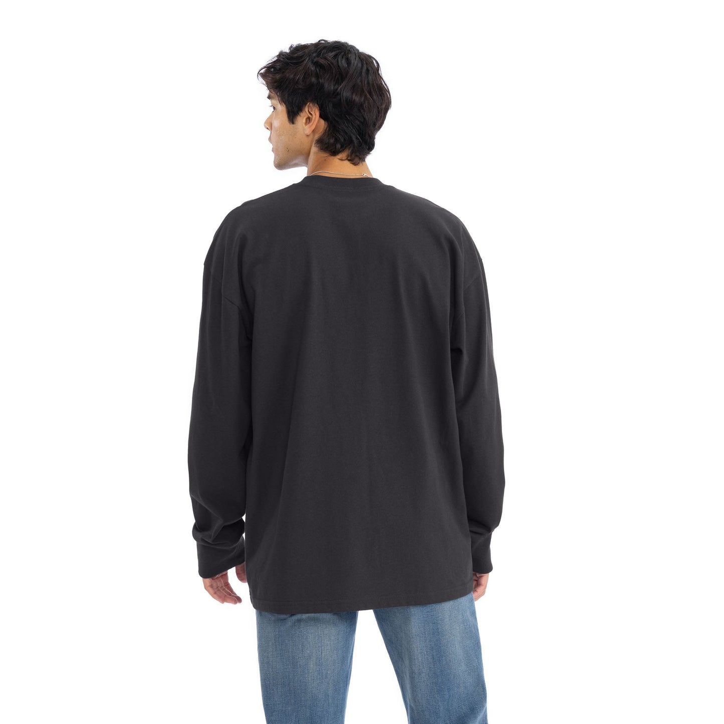 Heavyweight Cotton Long Sleeve T-Shirt - Graphite Black - The American Threads