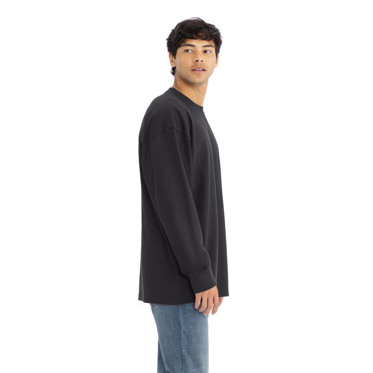Heavyweight Cotton Long Sleeve T-Shirt - Graphite Black - The American Threads