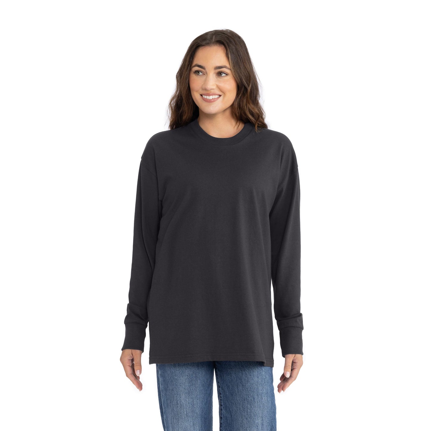 Heavyweight Cotton Long Sleeve T-Shirt - Graphite Black - The American Threads