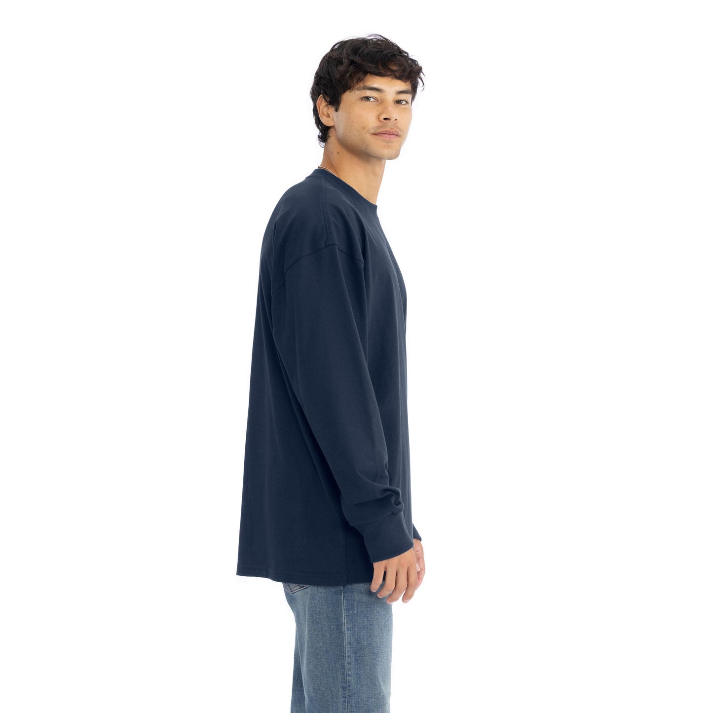 Heavyweight Cotton Long Sleeve T-Shirt - Midnight Navy - The American Threads