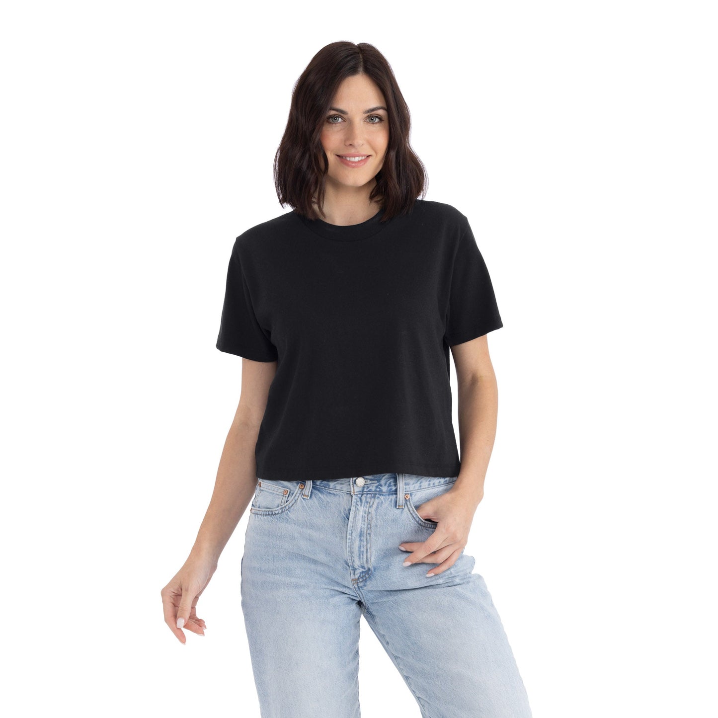Women's Heavyweight High Waist Boxy T-Shirt - Black - The American Threads