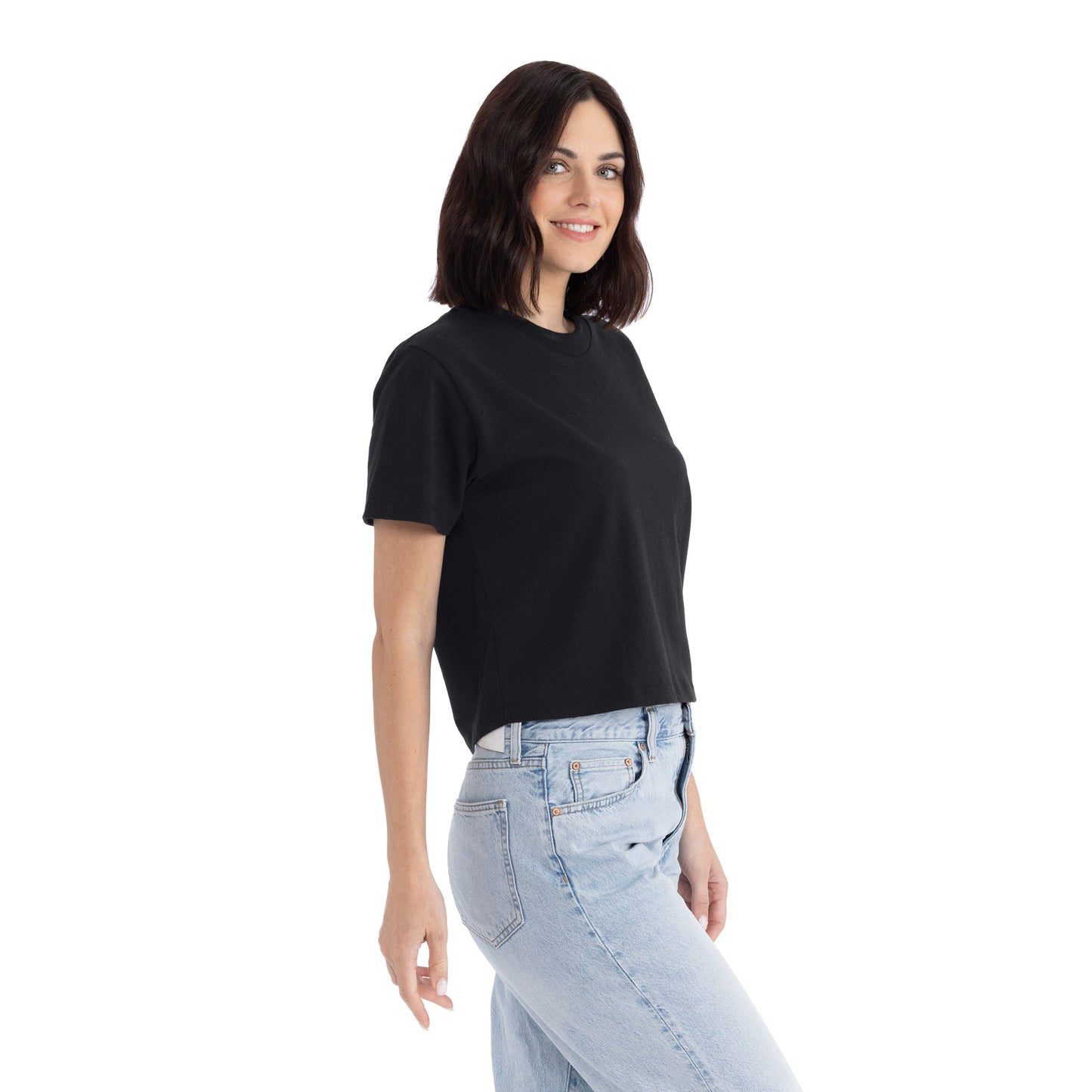 Women's Heavyweight High Waist Boxy T-Shirt - Black - The American Threads