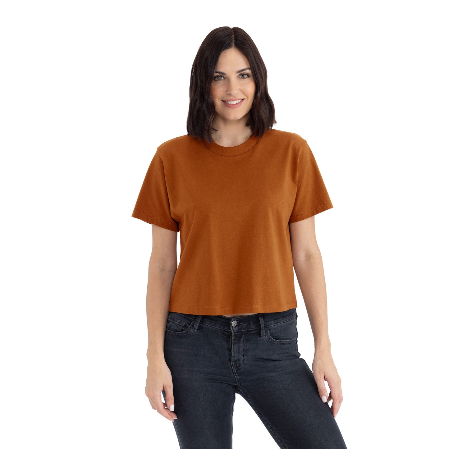 Women's Heavyweight High Waist Boxy T-Shirt - Clay - The American Threads