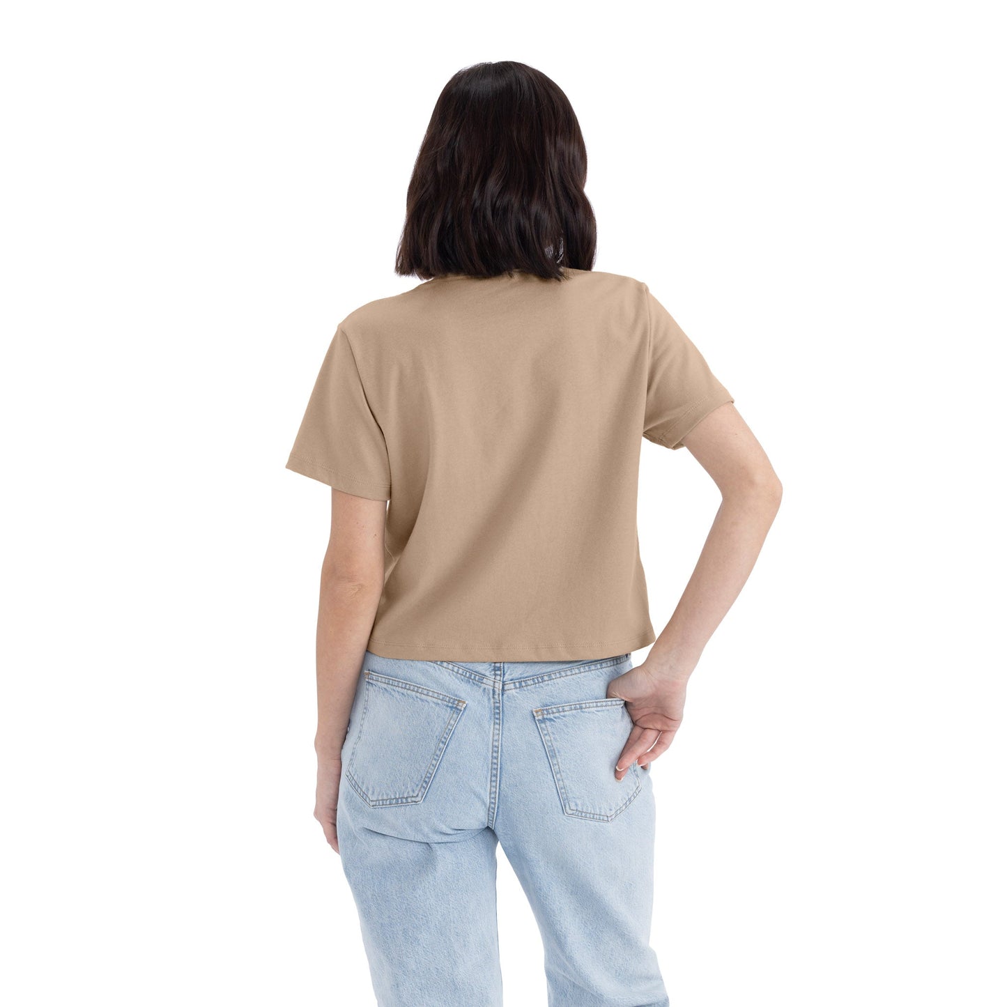 Women's Heavyweight High Waist Boxy T-Shirt - Tan - The American Threads