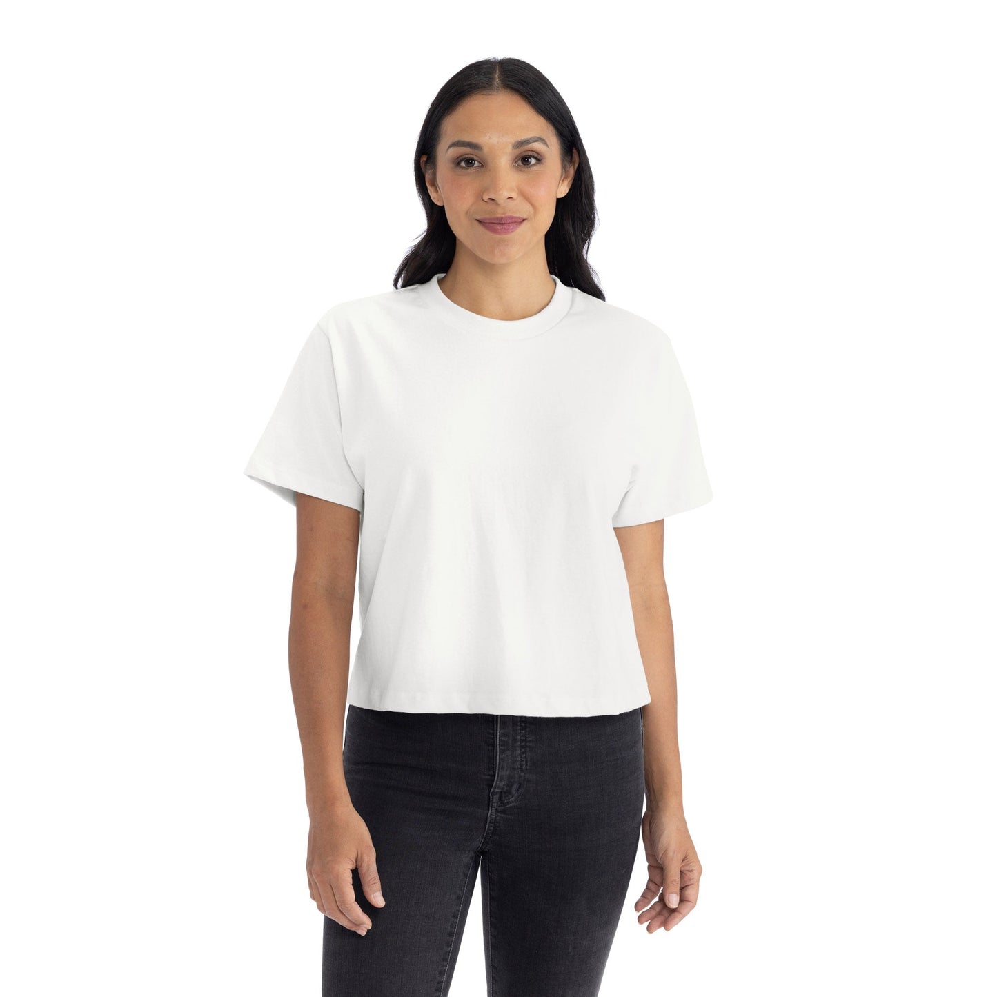Women's Heavyweight High Waist Boxy T-Shirt - White - The American Threads