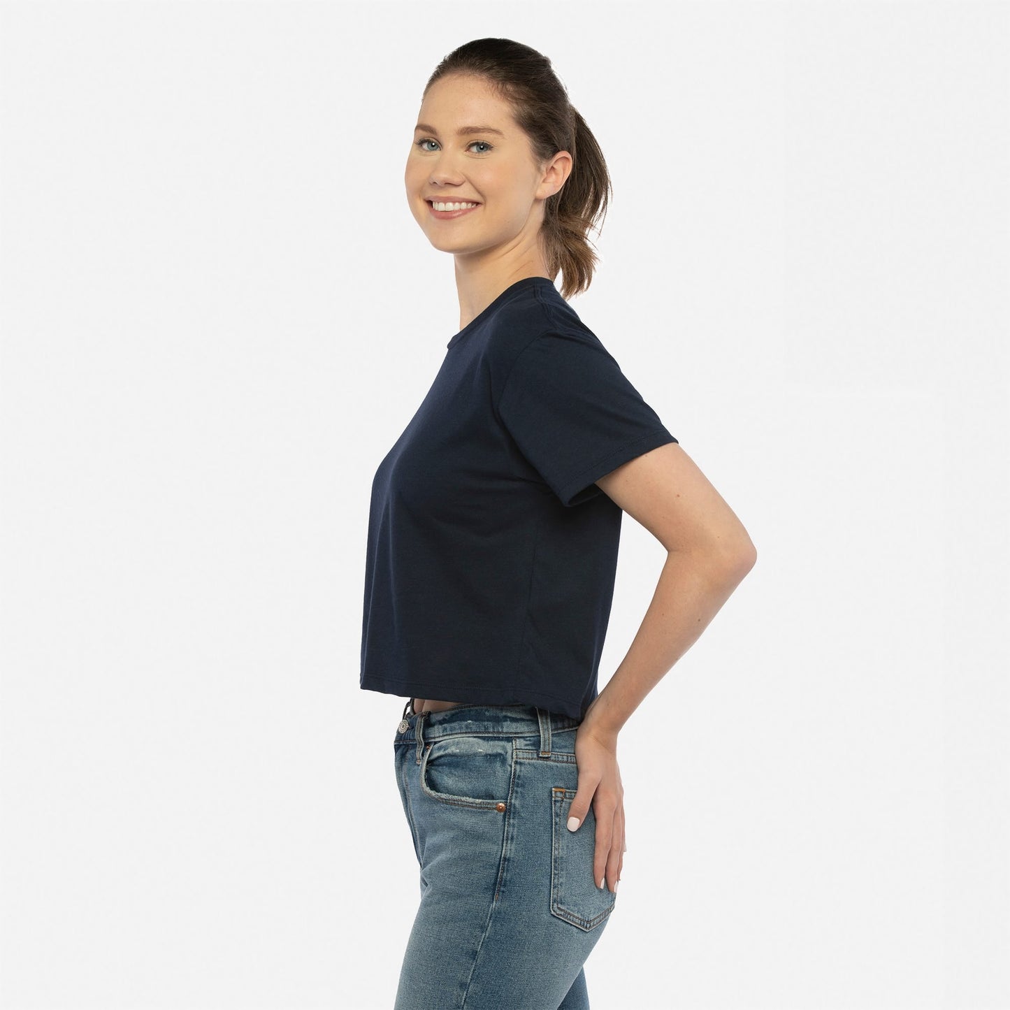 Women's Ideal Crop Tee - Midnight Navy - The American Threads