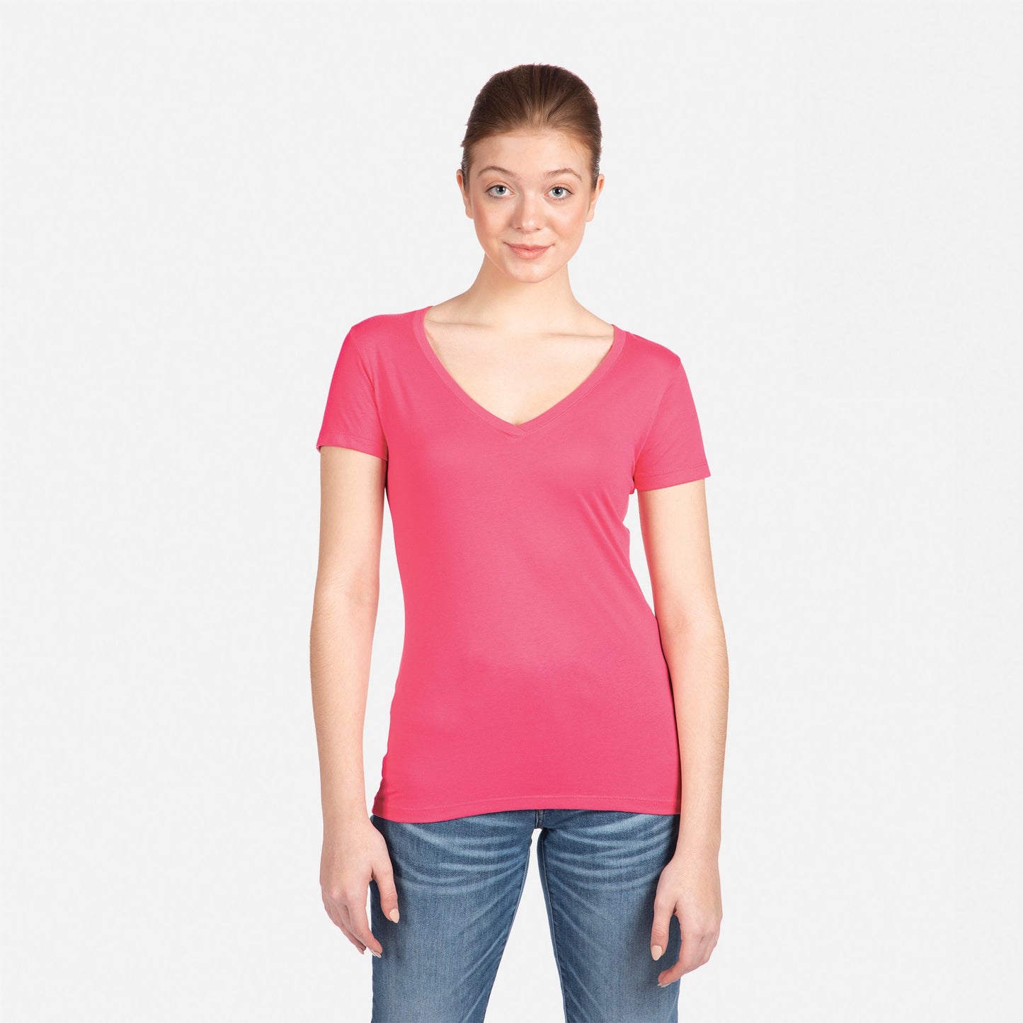 Women's Ideal V-Neck T-Shirt - Hot Pink - The American Threads