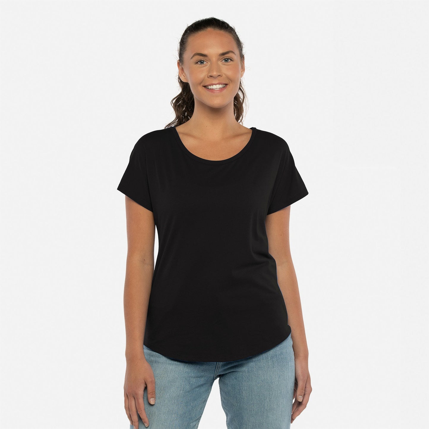 Women's Ideal Dolman T-Shirt - Black - The American Threads