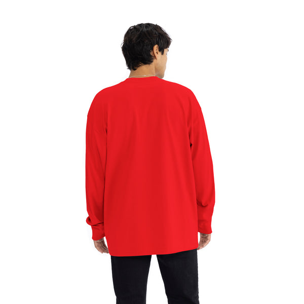 Heavyweight Cotton Long Sleeve T-Shirt - Red - The American Threads
