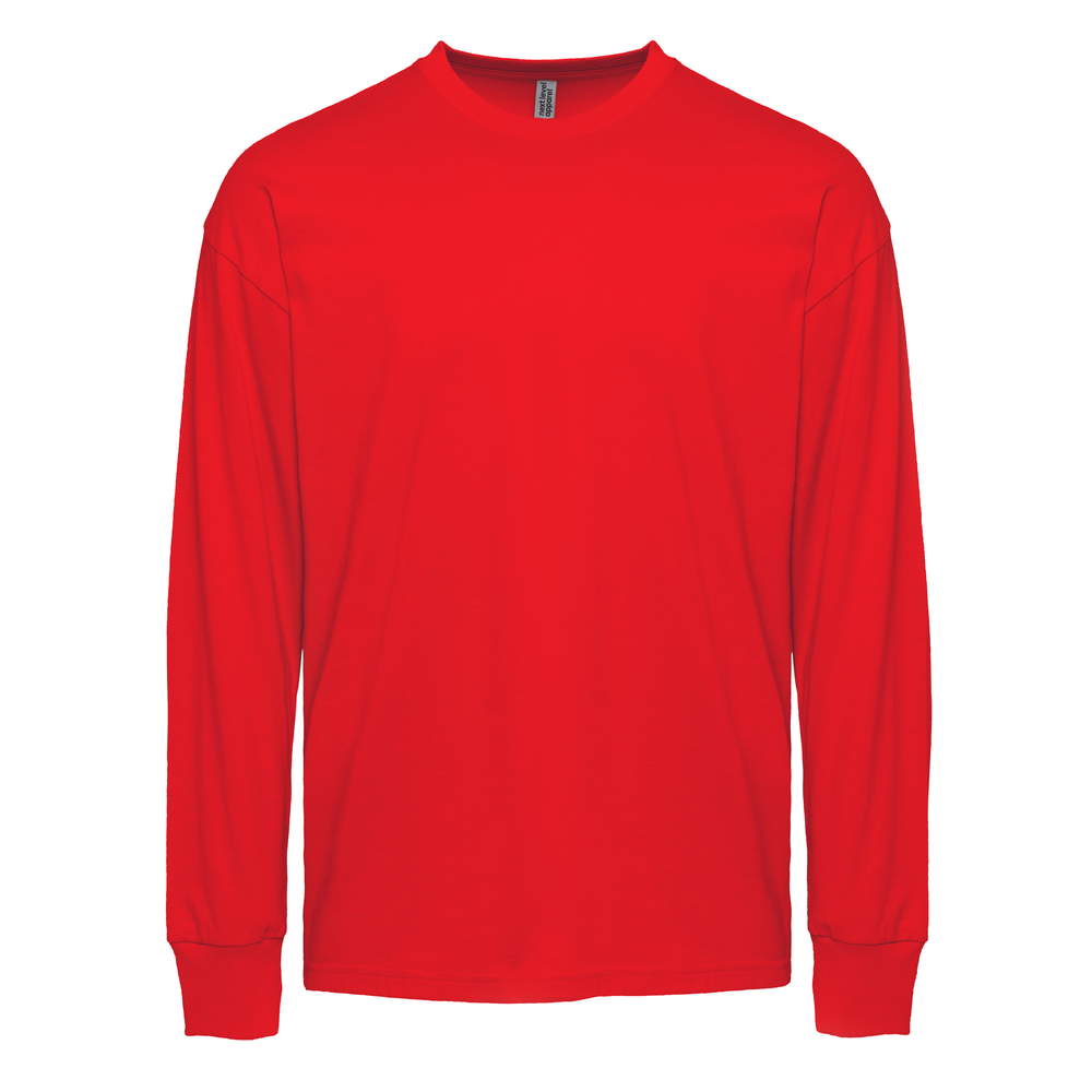Heavyweight Cotton Long Sleeve T-Shirt - Red - The American Threads