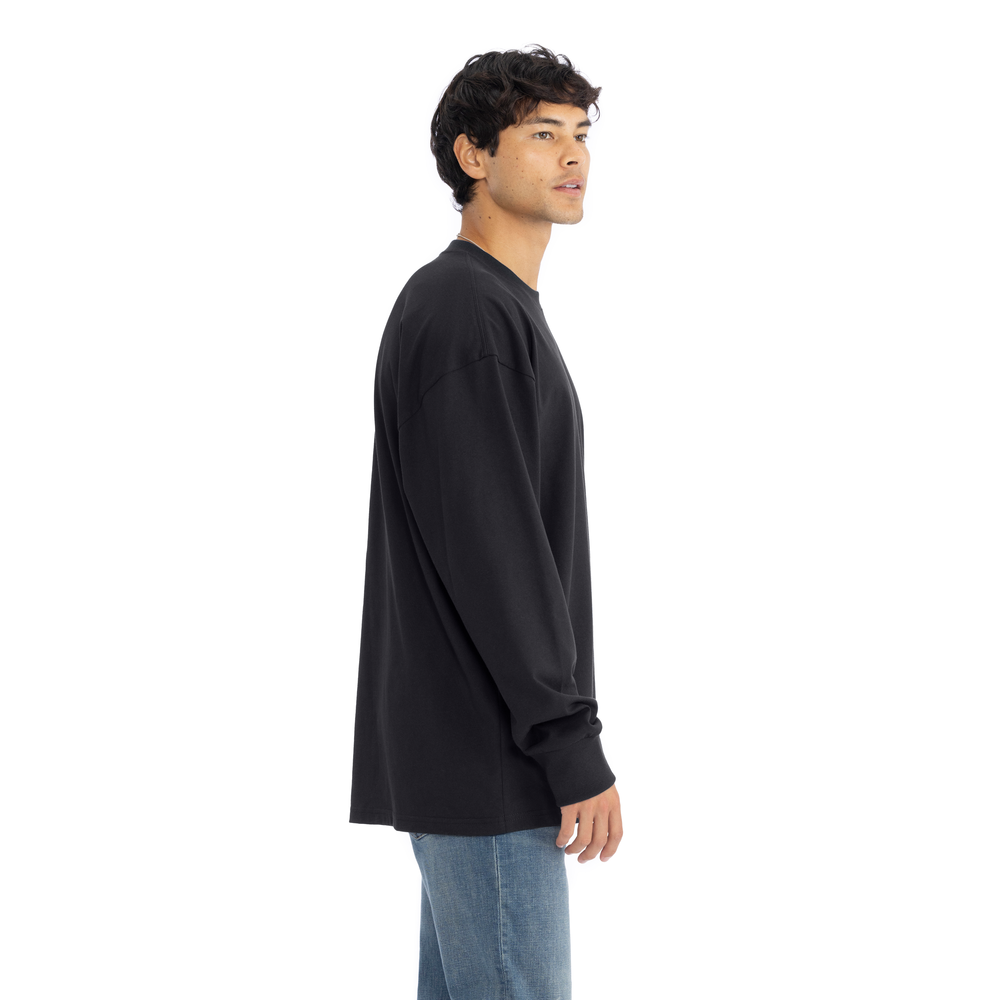 Heavyweight Cotton Long Sleeve T-Shirt - Black - The American Threads