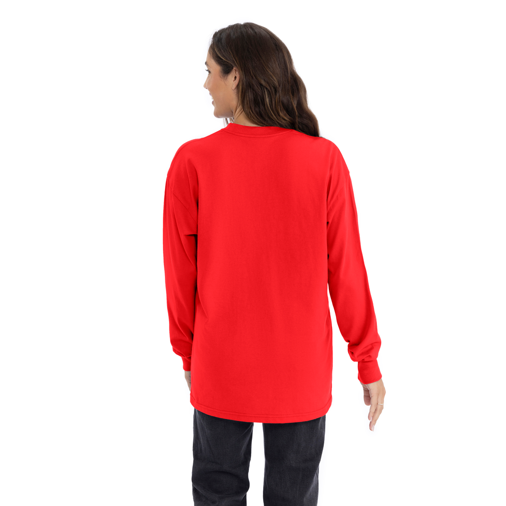 Heavyweight Cotton Long Sleeve T-Shirt - Red - The American Threads