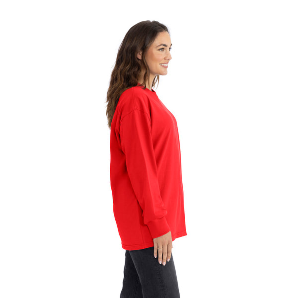 Heavyweight Cotton Long Sleeve T-Shirt - Red - The American Threads
