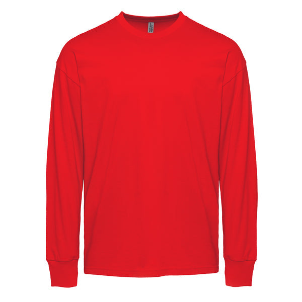 Heavyweight Cotton Long Sleeve T-Shirt - Red - The American Threads