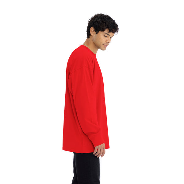 Heavyweight Cotton Long Sleeve T-Shirt - Red - The American Threads