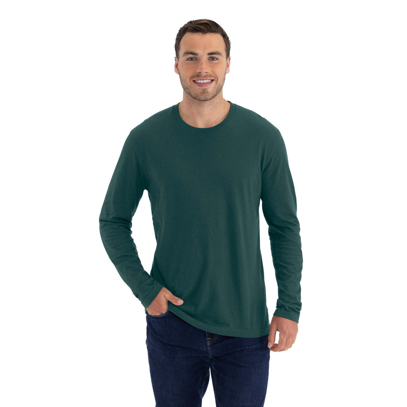 Cotton Long Sleeve T-Shirt - Forest Green - The American Threads