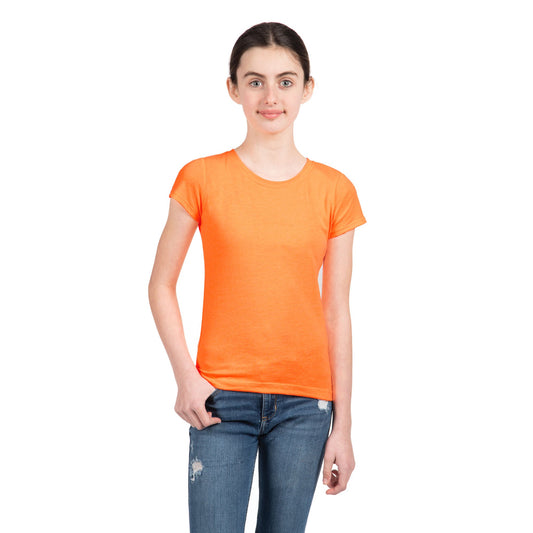 Youth CVC Princess T-Shirt - Neon Heather Orange - The American Threads
