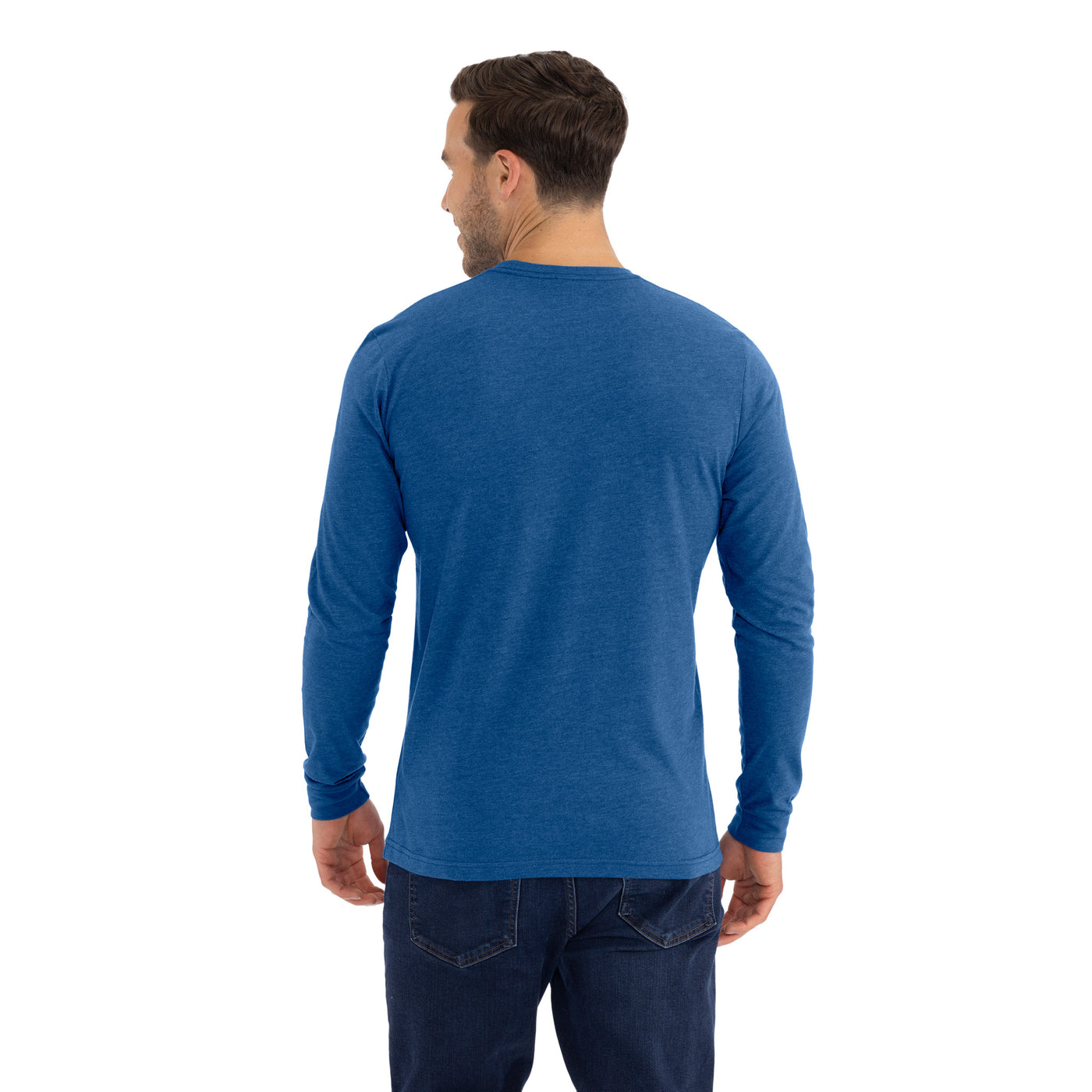 Unisex CVC Long Sleeve T-Shirt - Heather Cool Blue - The American Threads
