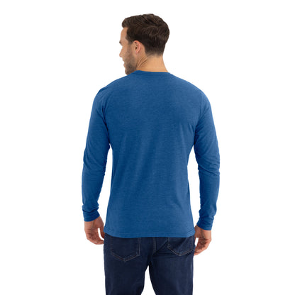 Unisex CVC Long Sleeve T-Shirt - Heather Cool Blue - The American Threads