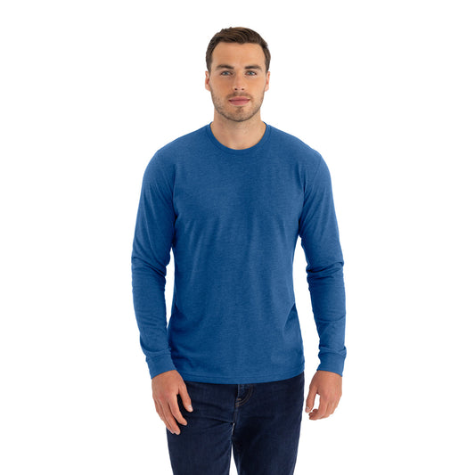 Unisex CVC Long Sleeve T-Shirt - Heather Cool Blue - The American Threads