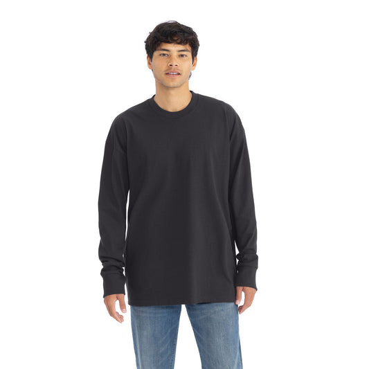 Heavyweight Cotton Long Sleeve T-Shirt - Graphite Black - The American Threads