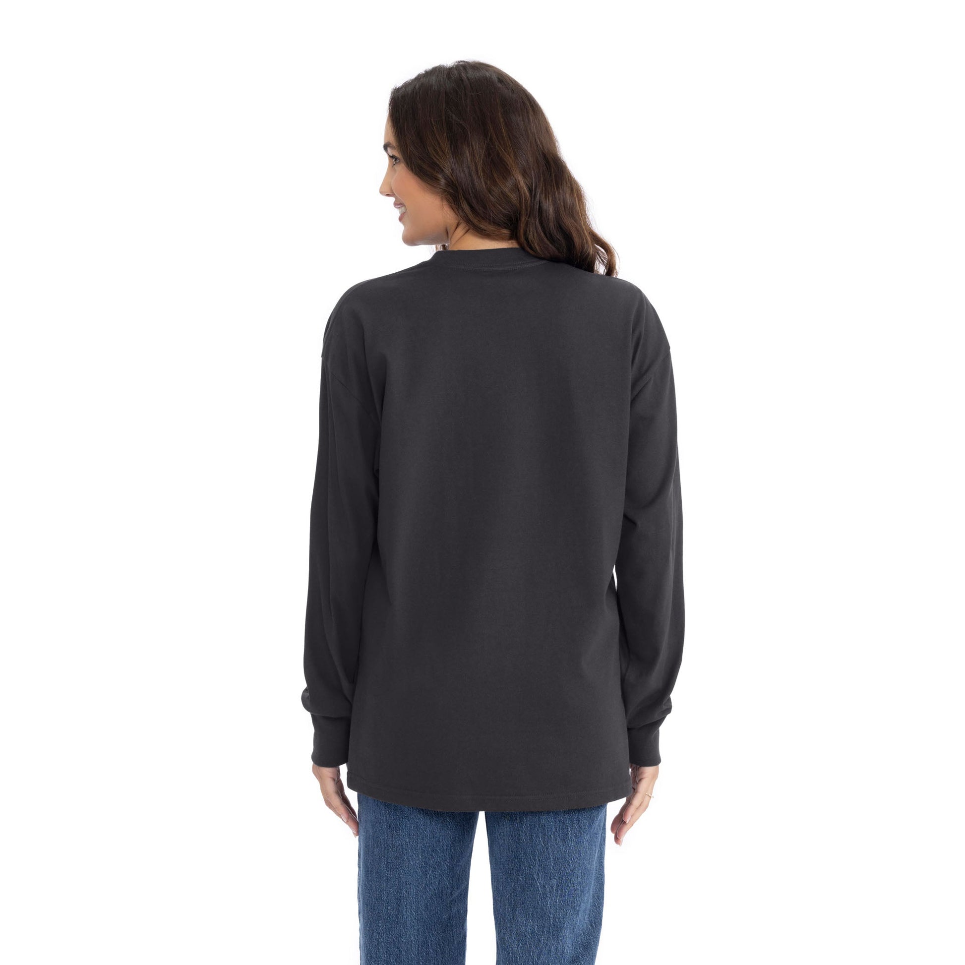 Heavyweight Cotton Long Sleeve T-Shirt - Graphite Black - The American Threads