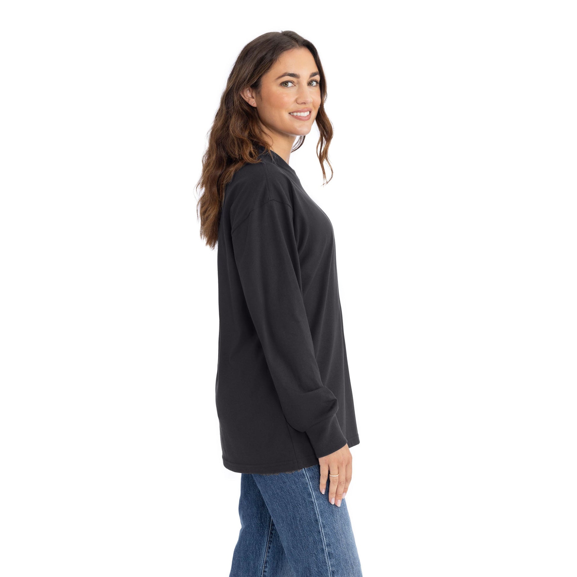 Heavyweight Cotton Long Sleeve T-Shirt - Graphite Black - The American Threads