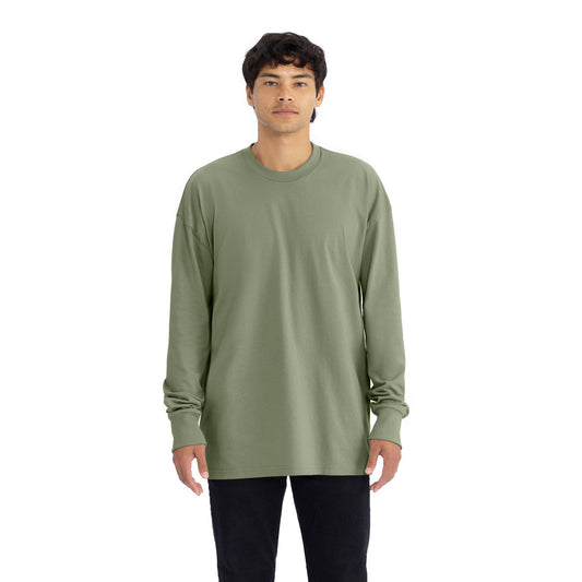 Heavyweight Cotton Long Sleeve T-Shirt - Light Olive - The American Threads