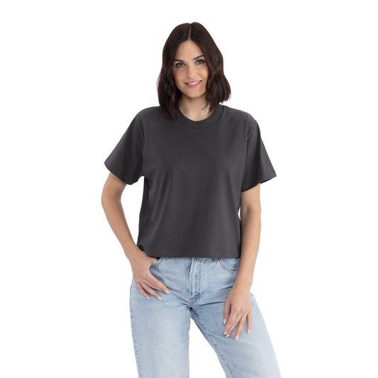 Women's Heavyweight High Waist Boxy T-Shirt - Graphite Black - The American Threads