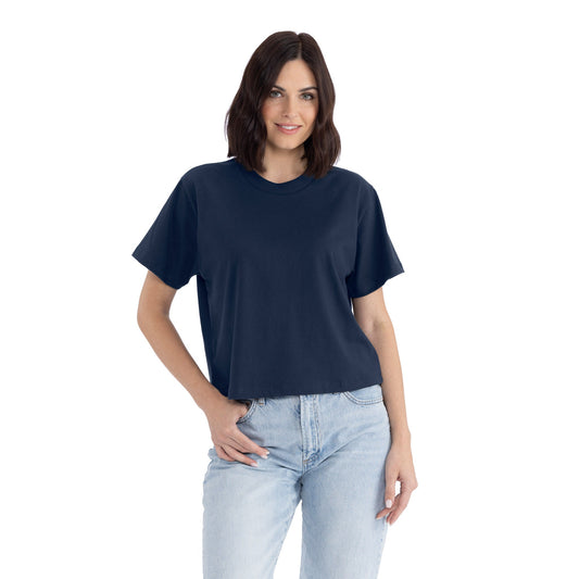 Women's Heavyweight High Waist Boxy T-Shirt - Midnight Navy - The American Threads