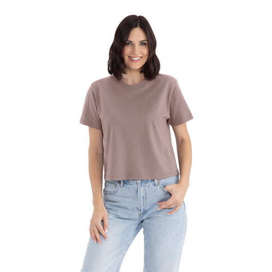 Women's Heavyweight High Waist Boxy T-Shirt - Shiitake - The American Threads