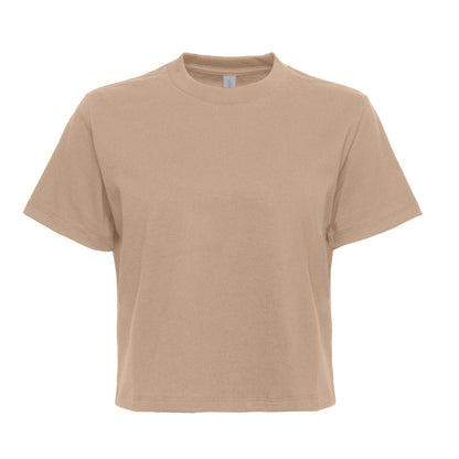 Women's Heavyweight High Waist Boxy T-Shirt - Tan - The American Threads