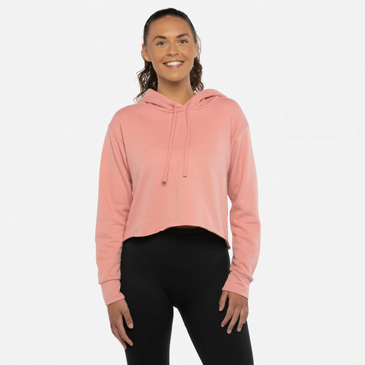 Women's Laguna Sueded Raw Edge Crop Hoodie - Desert Pink - The American Threads