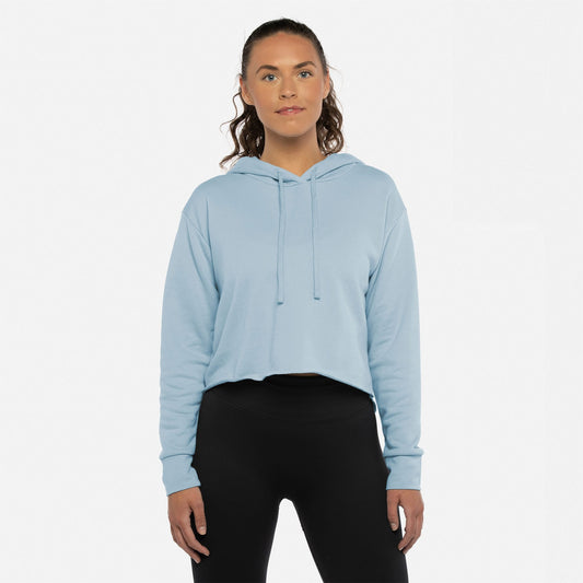 Women's Laguna Sueded Raw Edge Crop Hoodie - Stonewash Denim - The American Threads