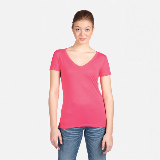 Women's Ideal V-Neck T-Shirt - Hot Pink - The American Threads