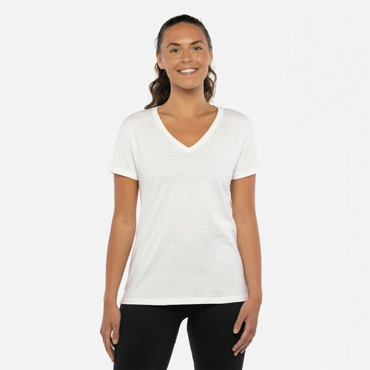 Women's Cotton V-Neck T-Shirt - White - The American Threads