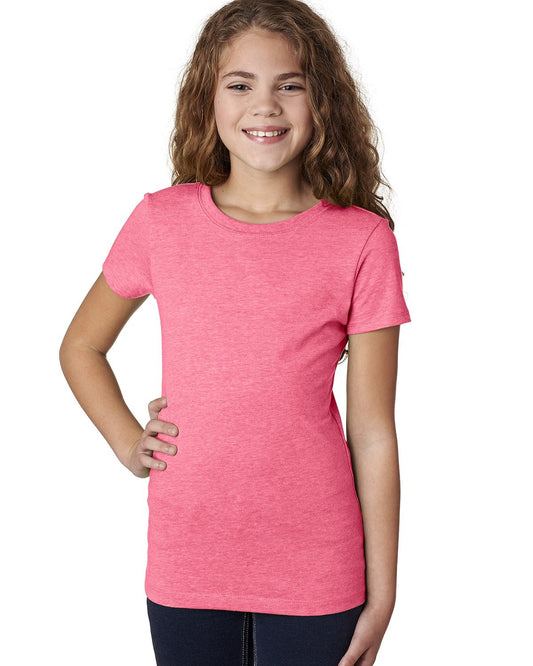 Youth CVC Princess T-Shirt - Neon Heather Pink - The American Threads
