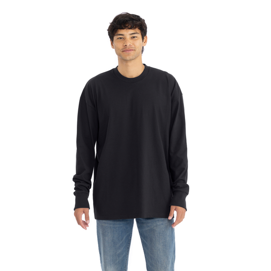 Heavyweight Cotton Long Sleeve T-Shirt - Black - The American Threads