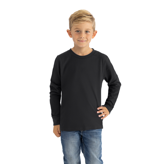 Youth Cotton Long Sleeve T-shirt - Black - The American Threads