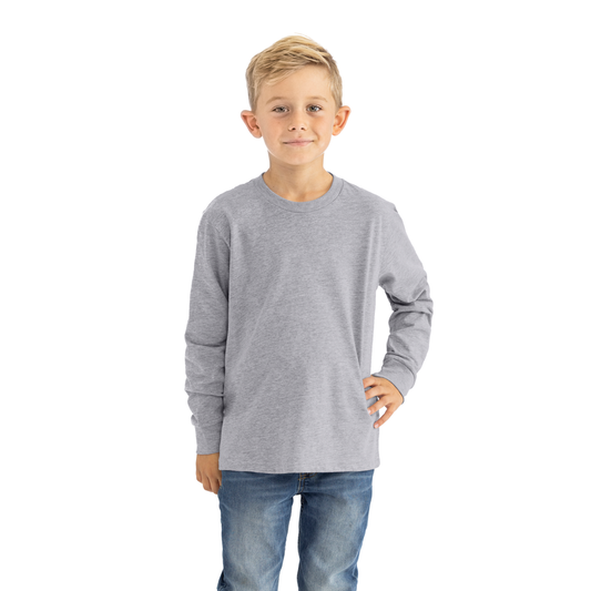 Youth Cotton Long Sleeve T-shirt - Heather Gray - The American Threads
