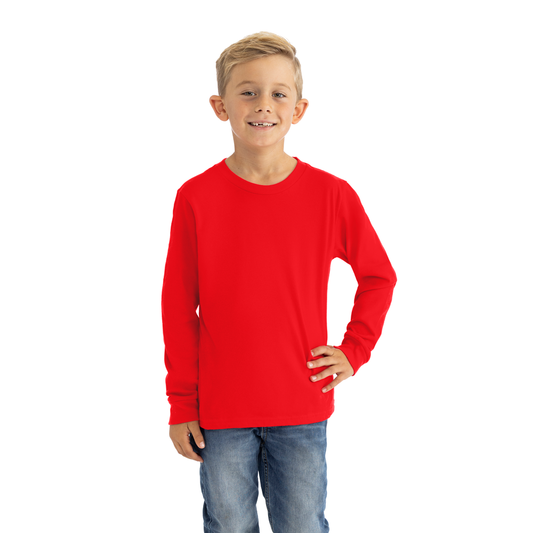 Youth Cotton Long Sleeve T-shirt - Red - The American Threads
