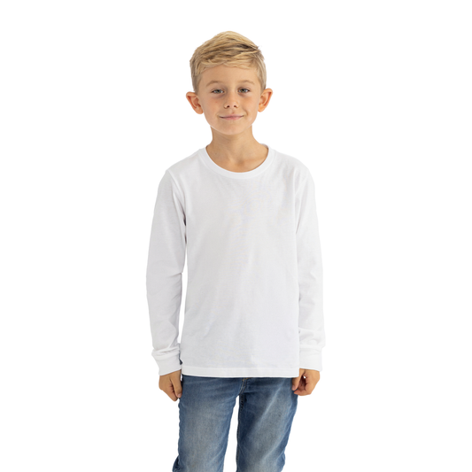 Youth Cotton Long Sleeve T-shirt - White - The American Threads