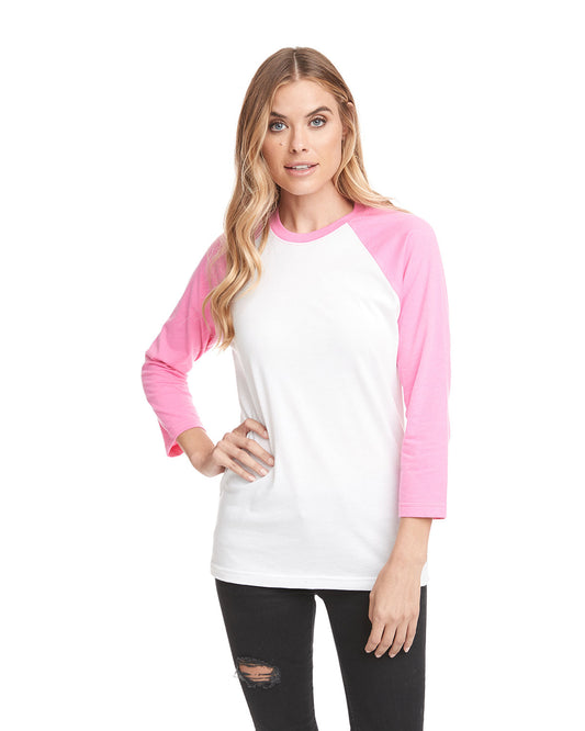 CVC 3/4 Raglan T-Shirt - Hot Pink / White - The American Threads