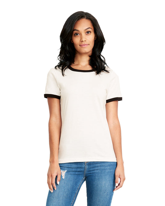 Cotton Ringer Tee - White / Black - The American Threads